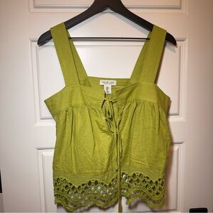 Green Sleeveless Top with Lace Hem size small